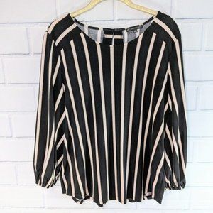 Adrianna Papell Black and White Striped Blouse